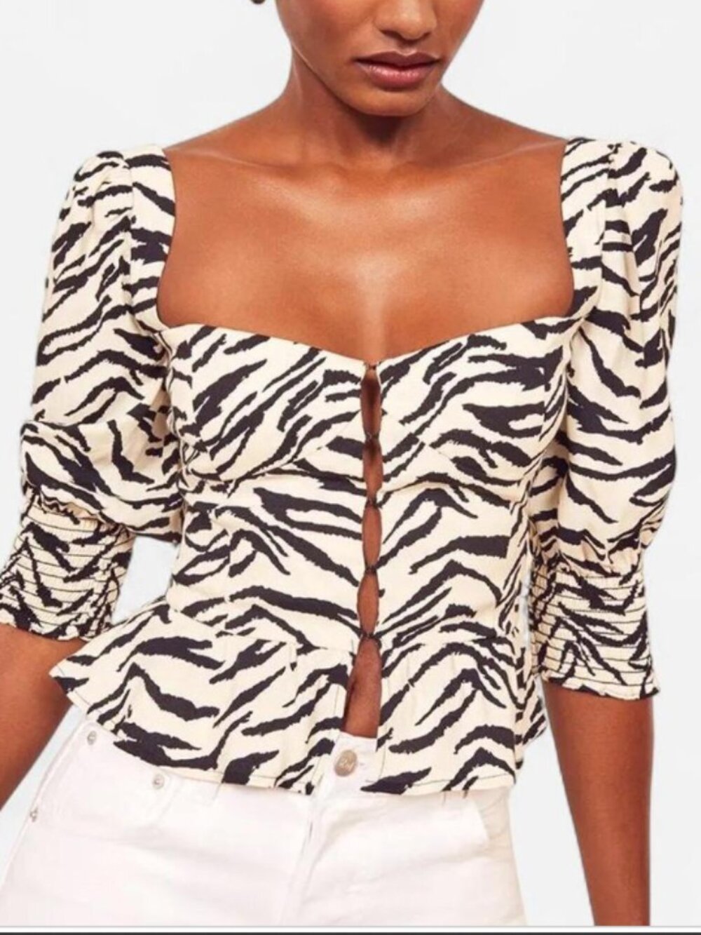 taking offers Reformation Dallas Top in Black and White Zebra Tiger Print